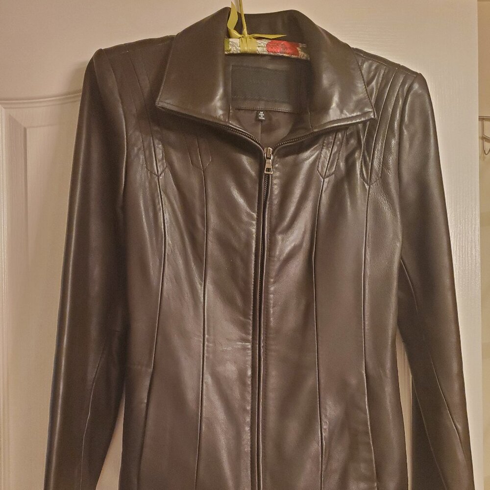 Avanti Leather Jacket Dark Brown Size Medium